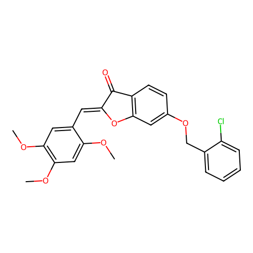(Z)-6-((2-chlorobenzyl)oxy)-2-(2,4,5-trimethoxybenzylidene)benzofuran-3(2H)-one structure