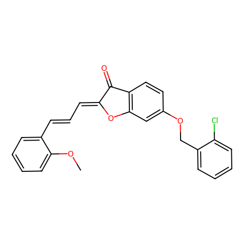 (Z)-6-((2-chlorobenzyl)oxy)-2-((E)-3-(2-methoxyphenyl)allylidene)benzofuran-3(2H)-one structure