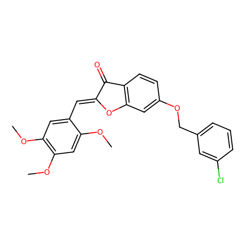 (Z)-6-((3-chlorobenzyl)oxy)-2-(2,4,5-trimethoxybenzylidene)benzofuran-3(2H)-one structure