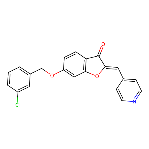 (z)-6-((3-Chlorobenzyl)oxy)-2-(pyridin-4-ylmethylene)benzofuran-3(2h)-one structure