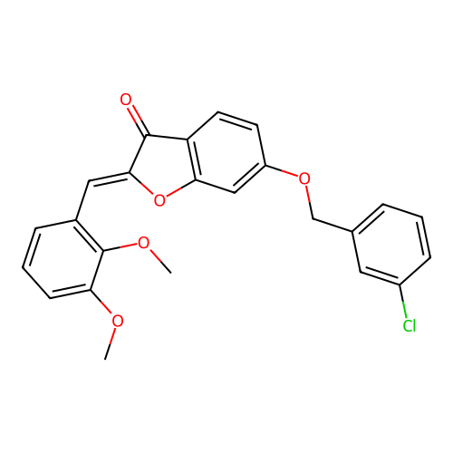 (2Z)-6-[(3-chlorobenzyl)oxy]-2-(2,3-dimethoxybenzylidene)-1-benzofuran-3(2H)-one structure