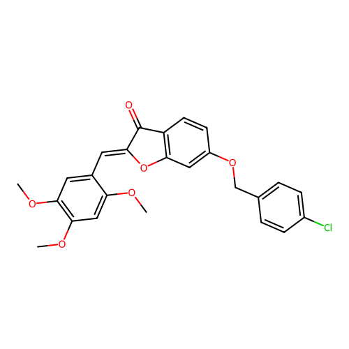 (Z)-6-((4-chlorobenzyl)oxy)-2-(2,4,5-trimethoxybenzylidene)benzofuran-3(2H)-one structure