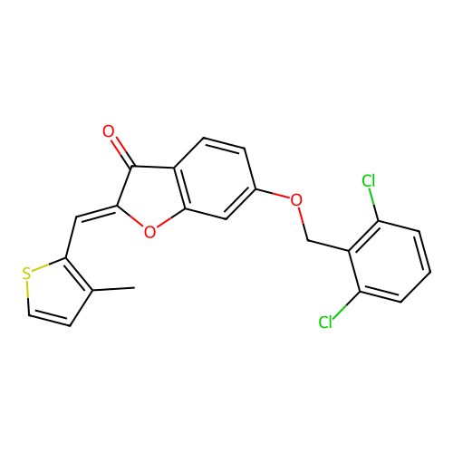 (Z)-6-((2,6-dichlorobenzyl)oxy)-2-((3-methylthiophen-2-yl)methylene)benzofuran-3(2H)-one structure
