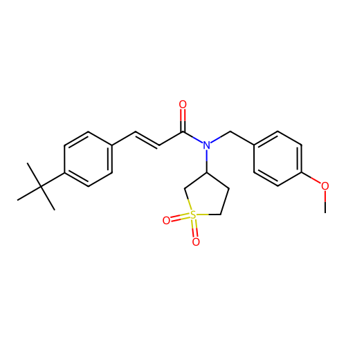 (2E)-3-(4-tert-butylphenyl)-N-(1,1-dioxidotetrahydrothiophen-3-yl)-N-(4-methoxybenzyl)prop-2-enamide structure