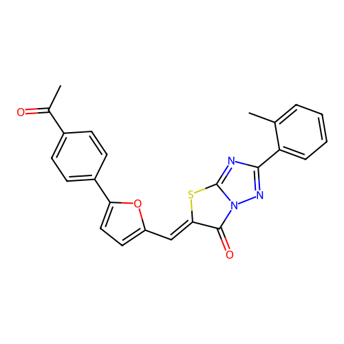 (Z)-5-((5-(4-acetylphenyl)furan-2-yl)methylene)-2-(o-tolyl)thiazolo[3,2-b][1,2,4]triazol-6(5H)-one structure