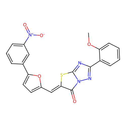 (5Z)-2-(2-methoxyphenyl)-5-[[5-(3-nitrophenyl)furan-2-yl]methylidene]-[1,3]thiazolo[3,2-b][1,2,4]triazol-6-one structure