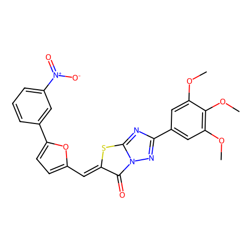 (Z)-5-((5-(3-nitrophenyl)furan-2-yl)methylene)-2-(3,4,5-trimethoxyphenyl)thiazolo[3,2-b][1,2,4]triazol-6(5H)-one structure