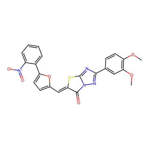 (5Z)-2-(3,4-dimethoxyphenyl)-5-[[5-(2-nitrophenyl)furan-2-yl]methylidene]-[1,3]thiazolo[3,2-b][1,2,4]triazol-6-one structure