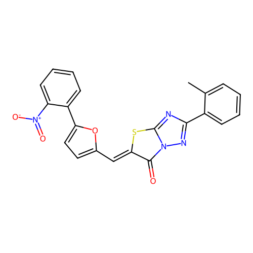 (Z)-5-((5-(2-nitrophenyl)furan-2-yl)methylene)-2-(o-tolyl)thiazolo[3,2-b][1,2,4]triazol-6(5H)-one structure