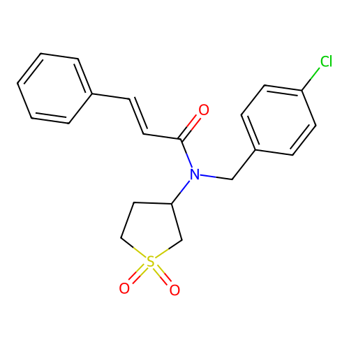 (2E)-N-(4-chlorobenzyl)-N-(1,1-dioxidotetrahydrothiophen-3-yl)-3-phenylprop-2-enamide structure