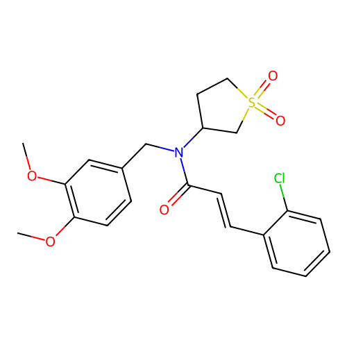(2E)-3-(2-chlorophenyl)-N-(3,4-dimethoxybenzyl)-N-(1,1-dioxidotetrahydrothiophen-3-yl)prop-2-enamide structure