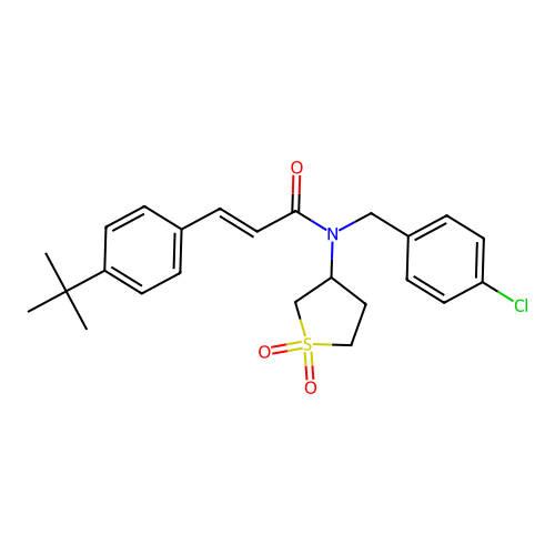 (2E)-3-(4-tert-butylphenyl)-N-(4-chlorobenzyl)-N-(1,1-dioxidotetrahydrothiophen-3-yl)prop-2-enamide structure