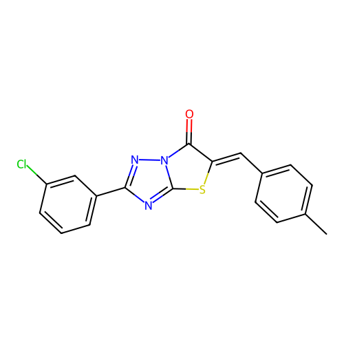 (Z)-2-(3-chlorophenyl)-5-(4-methylbenzylidene)thiazolo[3,2-b][1,2,4]triazol-6(5H)-one structure