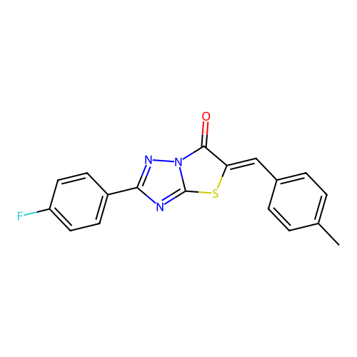 (Z)-2-(4-fluorophenyl)-5-(4-methylbenzylidene)thiazolo[3,2-b][1,2,4]triazol-6(5H)-one structure