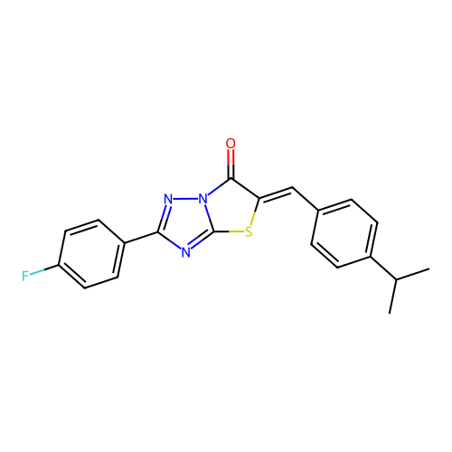 (5Z)-2-(4-fluorophenyl)-5-[4-(propan-2-yl)benzylidene][1,3]thiazolo[3,2-b][1,2,4]triazol-6(5H)-one structure