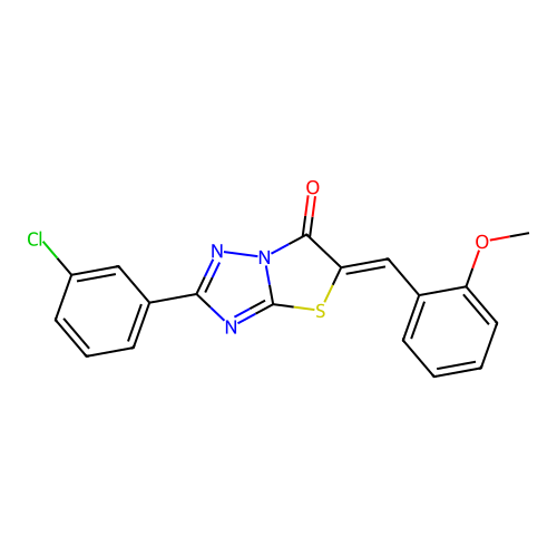 (Z)-2-(3-chlorophenyl)-5-(2-methoxybenzylidene)thiazolo[3,2-b][1,2,4]triazol-6(5H)-one structure