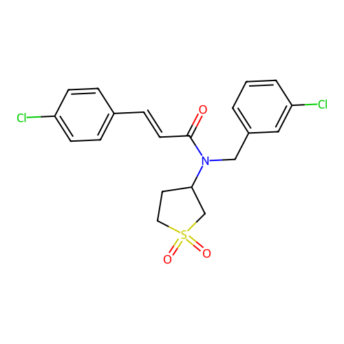 (2E)-N-(3-chlorobenzyl)-3-(4-chlorophenyl)-N-(1,1-dioxidotetrahydrothiophen-3-yl)prop-2-enamide structure