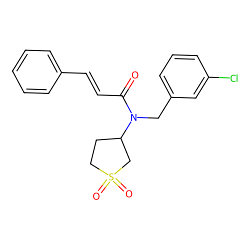 (2E)-N-(3-chlorobenzyl)-N-(1,1-dioxidotetrahydrothiophen-3-yl)-3-phenylprop-2-enamide structure