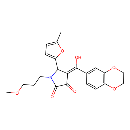 (4E)-4-[2,3-dihydro-1,4-benzodioxin-6-yl(hydroxy)methylidene]-1-(3-methoxypropyl)-5-(5-methylfuran-2-yl)pyrrolidine-2,3-dione structure