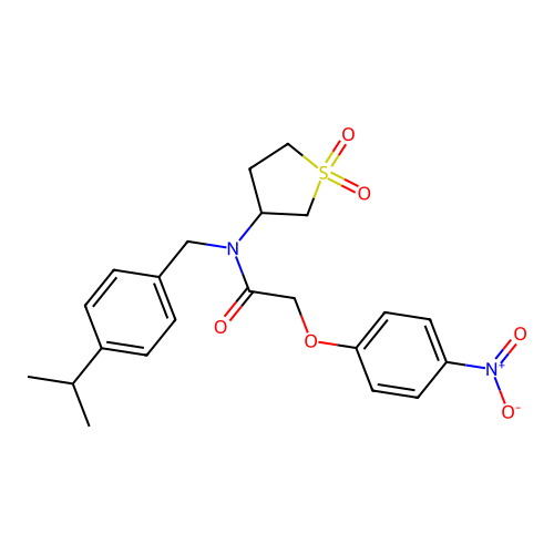 N-(1,1-dioxothiolan-3-yl)-2-(4-nitrophenoxy)-N-[(4-propan-2-ylphenyl)methyl]acetamide structure