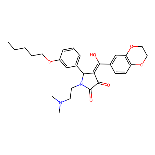 (4E)-4-[2,3-dihydro-1,4-benzodioxin-6-yl(hydroxy)methylidene]-1-(2-dimethylaminoethyl)-5-(3-pentoxyphenyl)pyrrolidine-2,3-dione structure