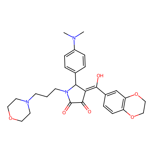 (4E)-4-[2,3-dihydro-1,4-benzodioxin-6-yl(hydroxy)methylidene]-5-(4-dimethylaminophenyl)-1-(3-morpholin-4-ylpropyl)pyrrolidine-2,3-dione structure