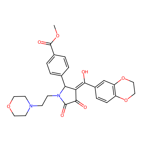 methyl 4-(3-(2,3-dihydrobenzo[b][1,4]dioxine-6-carbonyl)-4-hydroxy-1-(2-morpholinoethyl)-5-oxo-2,5-dihydro-1H-pyrrol-2-yl)benzoate structure