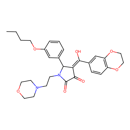 (4E)-5-(3-butoxyphenyl)-4-[2,3-dihydro-1,4-benzodioxin-6-yl(hydroxy)methylidene]-1-(2-morpholin-4-ylethyl)pyrrolidine-2,3-dione structure