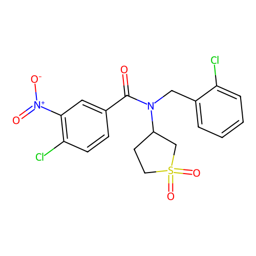 4-chloro-N-(2-chlorobenzyl)-N-(1,1-dioxidotetrahydrothiophen-3-yl)-3-nitrobenzamide structure