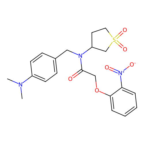 N-[(4-dimethylaminophenyl)methyl]-N-(1,1-dioxothiolan-3-yl)-2-(2-nitrophenoxy)acetamide structure