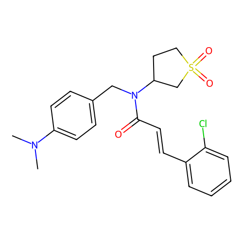 (2E)-3-(2-chlorophenyl)-N-[4-(dimethylamino)benzyl]-N-(1,1-dioxidotetrahydrothiophen-3-yl)prop-2-enamide structure