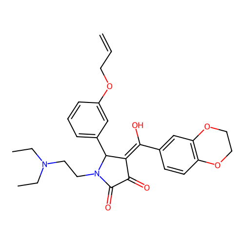 (4E)-1-(2-diethylaminoethyl)-4-[2,3-dihydro-1,4-benzodioxin-6-yl(hydroxy)methylidene]-5-(3-prop-2-enoxyphenyl)pyrrolidine-2,3-dione structure