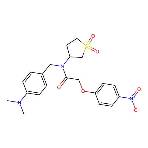 N-[(4-dimethylaminophenyl)methyl]-N-(1,1-dioxothiolan-3-yl)-2-(4-nitrophenoxy)acetamide structure