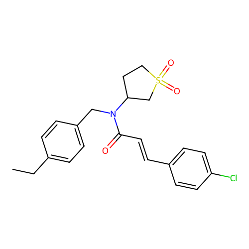 (2E)-3-(4-chlorophenyl)-N-(1,1-dioxidotetrahydrothiophen-3-yl)-N-(4-ethylbenzyl)prop-2-enamide structure