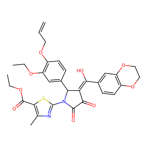 ethyl 2-(2-(4-(allyloxy)-3-ethoxyphenyl)-3-(2,3-dihydrobenzo[b][1,4]dioxine-6-carbonyl)-4-hydroxy-5-oxo-2,5-dihydro-1H-pyrrol-1-yl)-4-methylthiazole-5-carboxylate structure