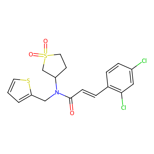 (2E)-3-(2,4-dichlorophenyl)-N-(1,1-dioxidotetrahydrothiophen-3-yl)-N-(thiophen-2-ylmethyl)prop-2-enamide structure