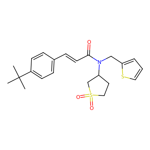 (2E)-3-(4-tert-butylphenyl)-N-(1,1-dioxidotetrahydrothiophen-3-yl)-N-(thiophen-2-ylmethyl)prop-2-enamide structure