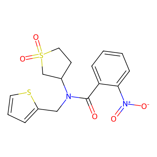 N-(1,1-dioxidotetrahydrothiophen-3-yl)-2-nitro-N-(thiophen-2-ylmethyl)benzamide structure