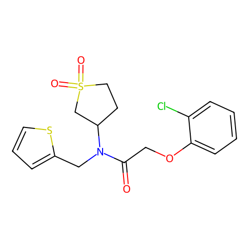 2-(2-chlorophenoxy)-N-(1,1-dioxidotetrahydrothiophen-3-yl)-N-(thiophen-2-ylmethyl)acetamide structure