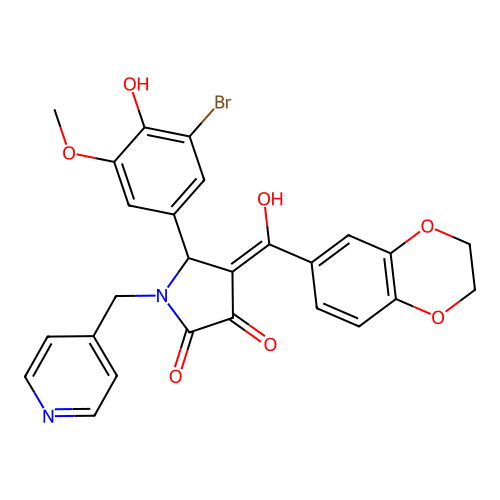 5-(3-bromo-4-hydroxy-5-methoxyphenyl)-4-(2,3-dihydrobenzo[b][1,4]dioxine-6-carbonyl)-3-hydroxy-1-(pyridin-4-ylmethyl)-1H-pyrrol-2(5H)-one structure