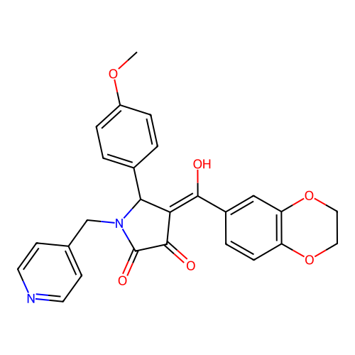 (4E)-4-[2,3-dihydro-1,4-benzodioxin-6-yl(hydroxy)methylidene]-5-(4-methoxyphenyl)-1-(pyridin-4-ylmethyl)pyrrolidine-2,3-dione structure