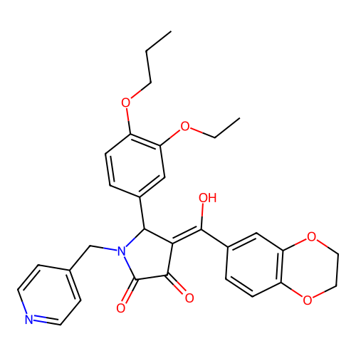 (4E)-4-[2,3-dihydro-1,4-benzodioxin-6-yl(hydroxy)methylidene]-5-(3-ethoxy-4-propoxyphenyl)-1-(pyridin-4-ylmethyl)pyrrolidine-2,3-dione structure