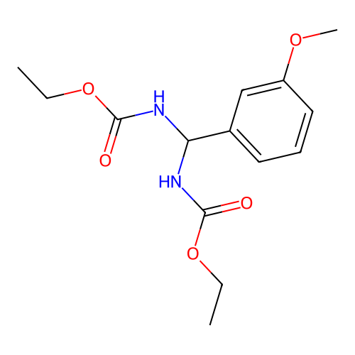Ethyl [(ethoxycarbonyl)amino](3-methoxyphenyl)methylcarbamate structure