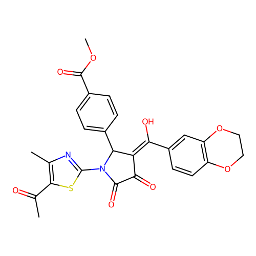 methyl 4-(1-(5-acetyl-4-methylthiazol-2-yl)-3-(2,3-dihydrobenzo[b][1,4]dioxine-6-carbonyl)-4-hydroxy-5-oxo-2,5-dihydro-1H-pyrrol-2-yl)benzoate structure