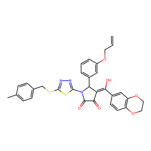 5-(3-(allyloxy)phenyl)-4-(2,3-dihydrobenzo[b][1,4]dioxine-6-carbonyl)-3-hydroxy-1-(5-((4-methylbenzyl)thio)-1,3,4-thiadiazol-2-yl)-1H-pyrrol-2(5H)-one structure
