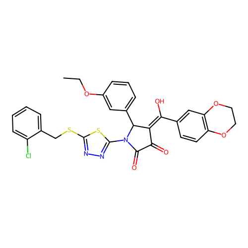 1-(5-((2-chlorobenzyl)thio)-1,3,4-thiadiazol-2-yl)-4-(2,3-dihydrobenzo[b][1,4]dioxine-6-carbonyl)-5-(3-ethoxyphenyl)-3-hydroxy-1H-pyrrol-2(5H)-one structure