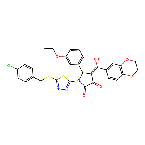 1-(5-((4-chlorobenzyl)thio)-1,3,4-thiadiazol-2-yl)-4-(2,3-dihydrobenzo[b][1,4]dioxine-6-carbonyl)-5-(3-ethoxyphenyl)-3-hydroxy-1H-pyrrol-2(5H)-one structure