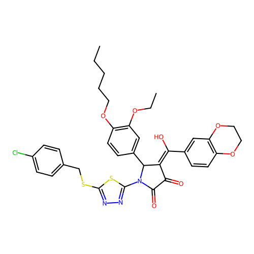 1-(5-((4-chlorobenzyl)thio)-1,3,4-thiadiazol-2-yl)-4-(2,3-dihydrobenzo[b][1,4]dioxine-6-carbonyl)-5-(3-ethoxy-4-(pentyloxy)phenyl)-3-hydroxy-1H-pyrrol-2(5H)-one structure