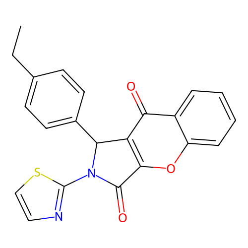 1-(4-ethylphenyl)-2-(1,3-thiazol-2-yl)-1,2-dihydrochromeno[2,3-c]pyrrole-3,9-dione structure
