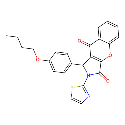 1-(4-butoxyphenyl)-2-(1,3-thiazol-2-yl)-1,2-dihydrochromeno[2,3-c]pyrrole-3,9-dione structure